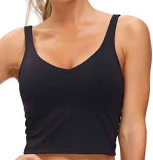 THE GYM PEOPLE Womens' Sports Bra Longline Wirefree Padded with Medium Support