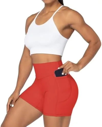 Sunzel No Front Seam Biker Shorts for Women with Pockets, Yoga Workout Gym Bike Shorts with Tummy Control - Image 4