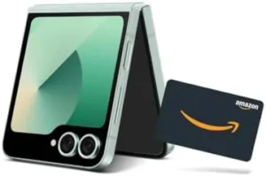 SAMSUNG Galaxy Z Flip 6 AI Cell Phone + $200 Amazon Gift Card + Large Storage Launch Bundle, 512GB Unlocked Android Smartphone, FlexCam Camera, Photo Assist, Camcorder Mode, US Version, 2024, Mint