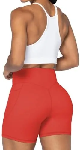 Sunzel No Front Seam Biker Shorts for Women with Pockets, Yoga Workout Gym Bike Shorts with Tummy Control - Image 6