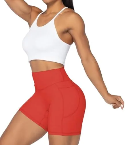 Sunzel No Front Seam Biker Shorts for Women with Pockets, Yoga Workout Gym Bike Shorts with Tummy Control - Image 5