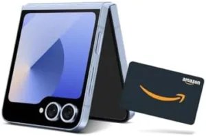 SAMSUNG Galaxy Z Flip 6 AI Cell Phone + $200 Amazon Gift Card + Large Storage Preorder Bundle, 512GB Unlocked Android Smartphone, FlexCam Camera, Photo Assist, US Version, 2024, Blue