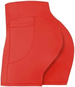 Sunzel No Front Seam Biker Shorts for Women with Pockets, Yoga Workout Gym Bike Shorts with Tummy Control