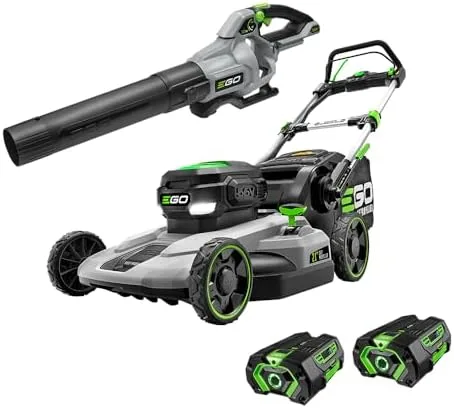 EGO Power+ LM2102SP-A 21-Inch 56-Volt Self-Propelled Cordless Lawn Mower with (2) 4.0Ah Batteries, Rapid Charger Kit and LB5800 580 CFM Cordless Leaf Blower