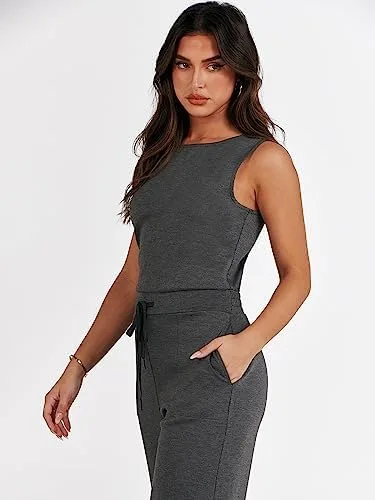 ANRABESS Womens Jumpsuits 2024 Casual Summer Dressy Romper Sleeveless Wide Leg Long Pants Outfits Fashion Travel Clothes - Image 7