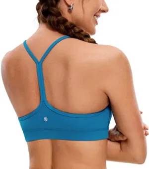 CRZ YOGA Butterluxe Womens Y Back Sports Bra - Padded Racerback Low impact Spaghetti Thin Strap Workout Yoga Bra