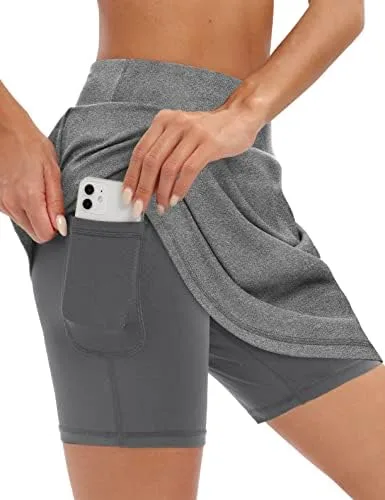 LouKeith 20’’ Knee Length Skorts Skirts for Women Tennis Skirts Athletic Golf Skorts Casual Workout Skirt with Shorts Pockets - Image 2