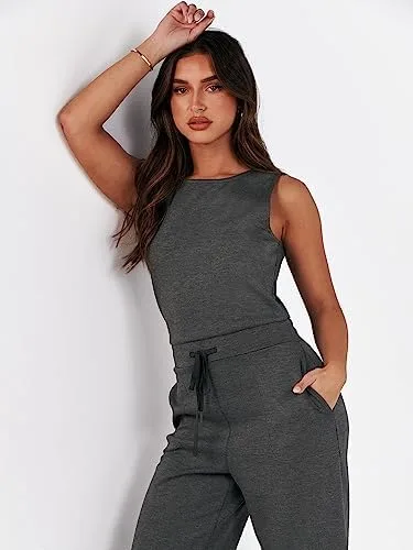 ANRABESS Womens Jumpsuits 2024 Casual Summer Dressy Romper Sleeveless Wide Leg Long Pants Outfits Fashion Travel Clothes - Image 6