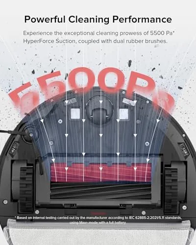 roborock Q5 Pro+ Robot Vacuum and Mop, Self-Emptying, 5500 Pa Max Suction, DuoRoller Brush, Hands-Free Cleaning for up to 7 Weeks, Precise Navigation, Perfect for Hard Floors, Carpets, and Pet Hair - Image 4