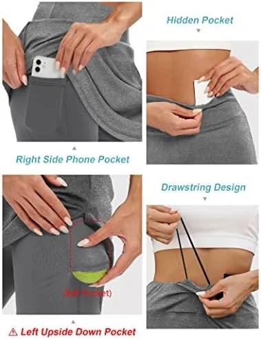 LouKeith 20’’ Knee Length Skorts Skirts for Women Tennis Skirts Athletic Golf Skorts Casual Workout Skirt with Shorts Pockets - Image 4