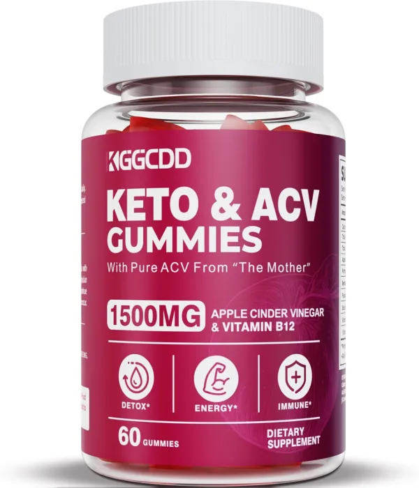 1500MG Keto Gummies Apple Cider Vinegar Formulated with Pomegranate Beet Juice Powder B12 Vegan Non GMO 120 Gummys - Image 5