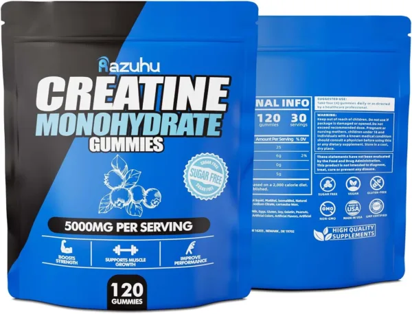 5g of Creatine Monohydrate per Serving for Supports Muscle Growth,Strength,Performance,Sugar Free,Vegan,Pre-Workout Supplement(120 Count)-Blueberry - Image 7