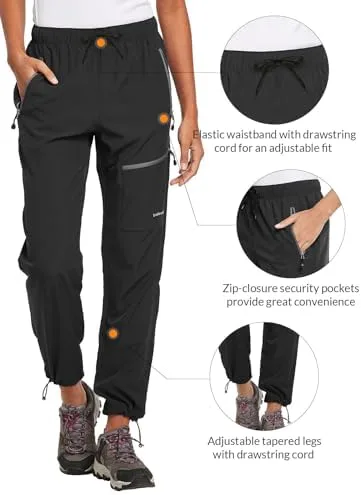 BALEAF Women's Hiking Pants Quick Dry Lightweight Water Resistant Elastic Waist Cargo Pants for All Seasons - Image 4