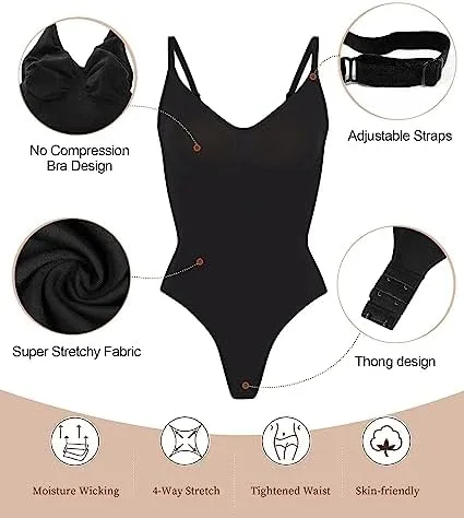 SHAPERX Women's Shapewear Bodysuit Tummy Control Body Shaper Seamless Sculpting Snatched Waist Body Suit - Image 5