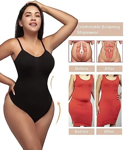 SHAPERX Women's Shapewear Bodysuit Tummy Control Body Shaper Seamless Sculpting Snatched Waist Body Suit - Image 6