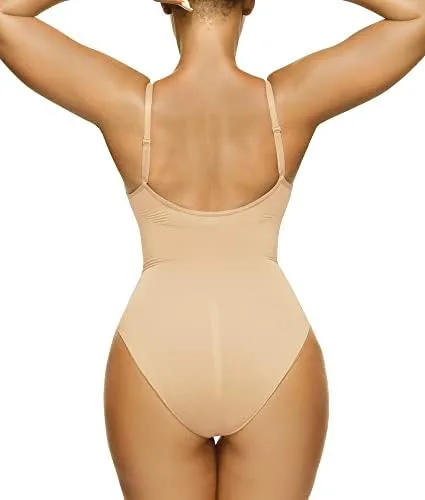 SHAPERX Women's Shapewear Bodysuit Tummy Control Body Shaper Seamless Sculpting Snatched Waist Body Suit - Image 2