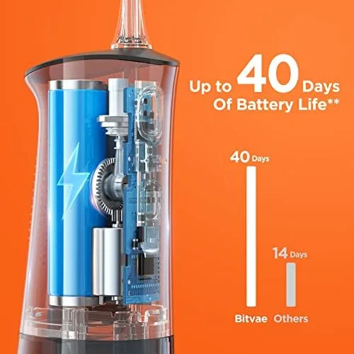 Bitvae C5 Water Dental Flosser for Teeth Picks, Cordless Water Flosser, 3 Modes 5 Intensities, IPX7 Waterproof Water Teeth Cleaner, 5 Tips Rechargeable Water Dental Picks for Cleaning - Black - Image 5