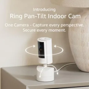 Introducing Ring Pan-Tilt Indoor Cam, check in on family and pets with plug-in 360° pan coverage, HD Video, and Two-Way Talk (2024 release), White
