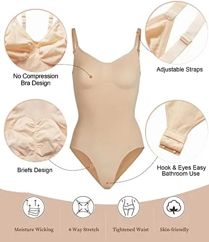 SHAPERX Women's Shapewear Bodysuit Tummy Control Body Shaper Seamless Sculpting Snatched Waist Body Suit - Image 6