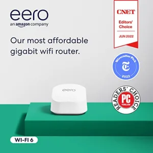 Amazon eero 6+ mesh Wi-Fi router | 1.0 Gbps Ethernet | Coverage up to 1,500 sq. ft. | 1-Pack | 2022 release