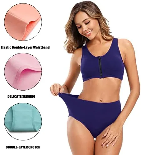 Molasus Women's Cotton Underwear High Waisted Full Coverage Ladies Panties (Regular & Plus Size) - Image 3