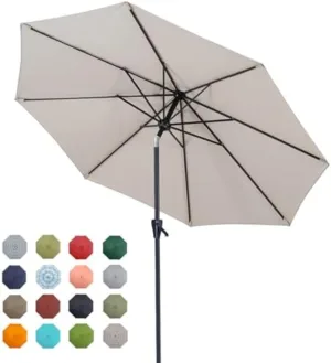 Tempera Patio Market Outdoor Table Umbrella with Push Button Tilt and Crank,Large Sun Umbrella with Sturdy Pole&Fade resistant canopy,Easy to set