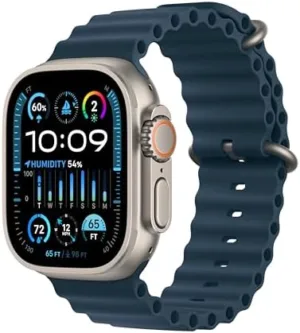 Apple Watch Ultra 2 [GPS + Cellular 49mm] Smartwatch with Rugged Titanium Case & Blue Ocean Band One Size. Fitness Tracker, Precision GPS, Action Button, Extra-Long Battery Life, Bright Retina Display