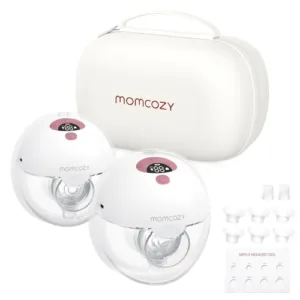 Momcozy Breast Pump Hands Free M5, Wearable Breast Pump of Baby Mouth Double-Sealed Flange with 3 Modes & 9 Levels, Electric Breast Pump Portable - 24mm, 2 Pack Cozy Red