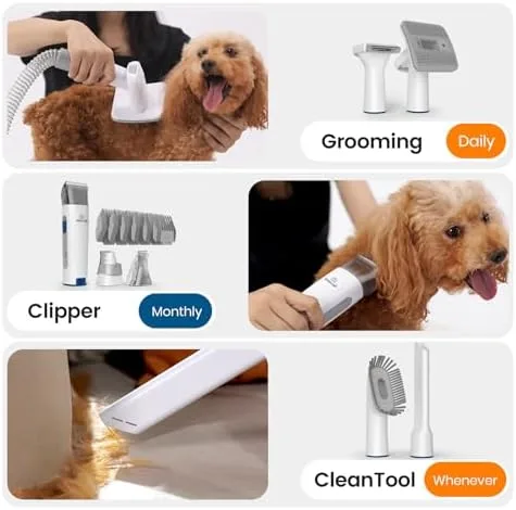oneisall Dog Hair Vacuum & Dog Grooming Kit, Pet Grooming Vacuum with Pet Clipper Nail Grinder, 1.5L Dust Cup Dog Brush Vacuum with 7 Pet Grooming Tools for Shedding Pet Hair, Home Cleaning - Image 5
