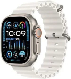 Apple Watch Ultra 2 [GPS + Cellular 49mm] Smartwatch with Rugged Titanium Case & White Ocean Band. Fitness Tracker, Precision GPS, Action Button, Extra-Long Battery Life, Bright Retina Display