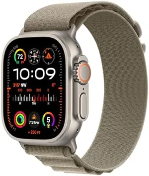 Apple Watch Ultra 2 [GPS + Cellular 49mm] Smartwatch with Rugged Titanium Case & Olive Alpine Loop Large. Fitness Tracker, Precision GPS, Action Button, Extra-Long Battery Life, Carbon Neutral