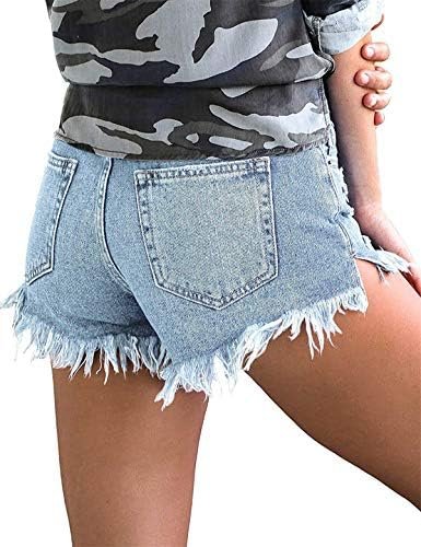 MODARANI Women's Cut Off Denim Jean Shorts Ripped Distressed - Image 3
