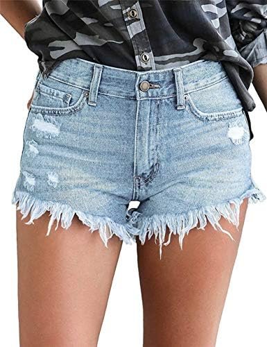 MODARANI Women's Cut Off Denim Jean Shorts Ripped Distressed