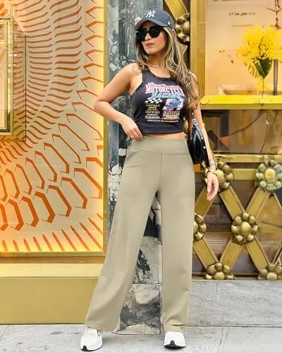 G4Free Yoga Pants Women Wide Leg Pants with Pockets High Waist Stretch Dress Casual Sweatpants Petite/Regular/Tall - Image 3