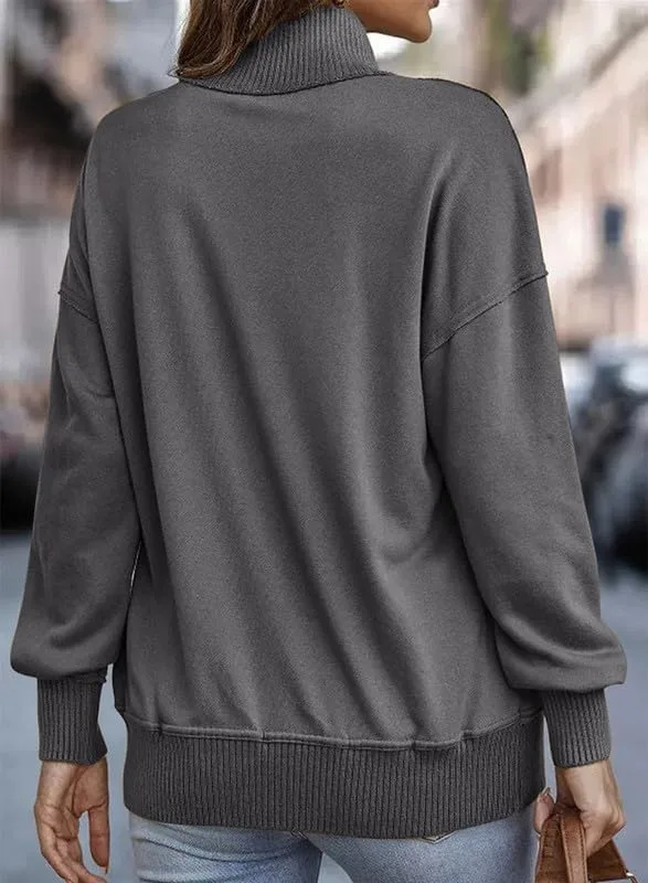 SHEWIN Womens Sweatshirt Casual Long Sleeve Lightweight Sweatshirts Button Loose Pullover Tops - Image 3