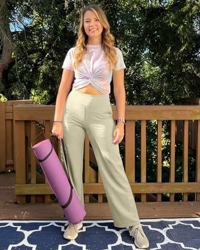 G4Free Yoga Pants Women Wide Leg Pants with Pockets High Waist Stretch Dress Casual Sweatpants Petite/Regular/Tall - Image 2