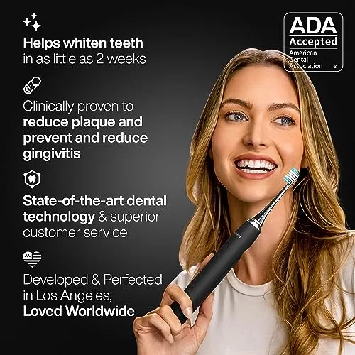 Aquasonic Black Series Ultra Whitening Toothbrush – ADA Accepted electric toothbrush- 8 Brush Heads & Travel Case – 40,000 VPM Electric Motor & Wireless Charging - 4 Modes w Smart Timer - Image 6
