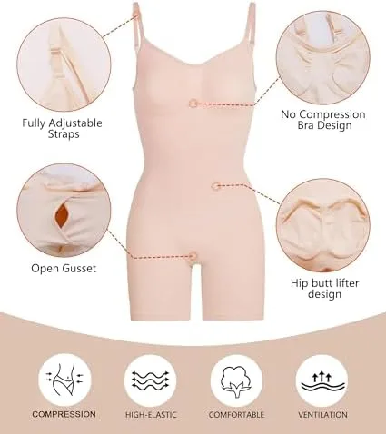 SHAPERX Women's Shapewear Bodysuit Tummy Control Body Shaper Seamless Sculpting Snatched Waist Body Suit - Image 5