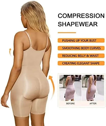 SHAPERX Women's Shapewear Bodysuit Tummy Control Body Shaper Seamless Sculpting Snatched Waist Body Suit - Image 6