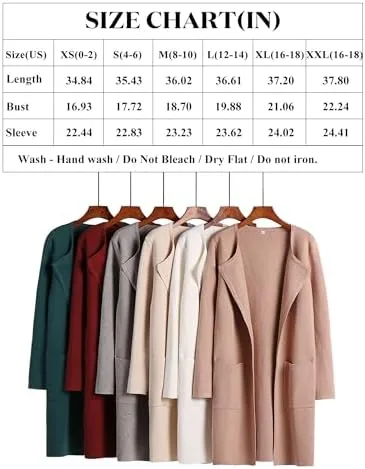 ANRABESS Women's Open Front Knit Lightweight Cardigan Casual Long Coatigan Sweater Lady Jacket Coat 2024 Fall Outerwear - Image 6