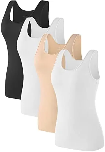 Air Curvey 2-4 Pcs Tank Tops for Women Sleeveless Top Basic Layering Tanks Undershirt