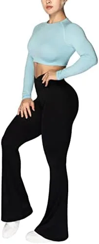 Sunzel Flare Leggings, Crossover Yoga Pants with Tummy Control, High-Waisted and Wide Leg - Image 7