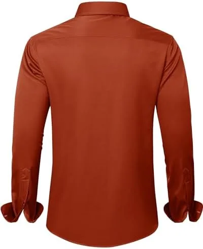 J.VER Men's Dress Shirts Solid Long Sleeve Stretch Wrinkle-Free Formal Shirt Business Casual Button Down Shirts - Image 2