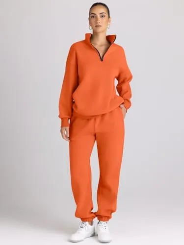 AUTOMET Womens 2 Piece Outfits Long Sleeve Sweatsuits Sets Half Zip Sweatshirts with Joggers Sweatpants - Image 2