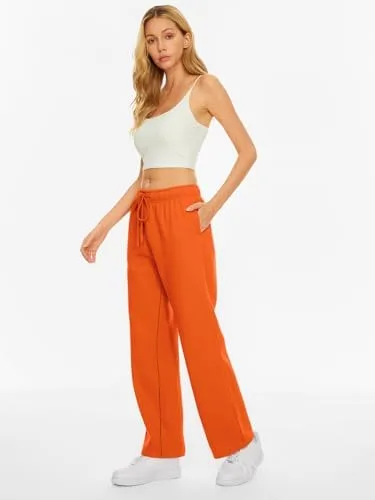 AUTOMET Women's Fleece Lined Sweatpants Baggy Wide Straight Leg Pants - Image 3