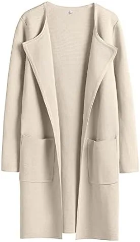 ANRABESS Women's Open Front Knit Lightweight Cardigan Casual Long Coatigan Sweater Lady Jacket Coat 2024 Fall Outerwear