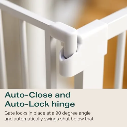Cumbor 29.7-46" Baby Gate for Stairs, Mom's Choice Awards Winner-Auto Close Dog Gate for the House, Easy Install Pressure Mounted Pet Gates for Doorways, Easy Walk Thru Wide Safety Gate for Dog, White - Image 6