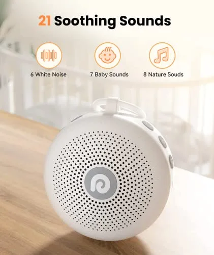Dreamegg White Noise Machine - Portable Sound Machine for Baby Adult, Features Powerful Battery, 21 Soothing Sound, Noise Canceling for Office & Sleeping, Sound Therapy for Home, Travel, Registry Gift - Image 3