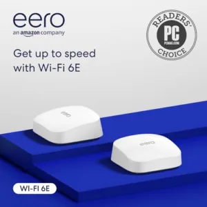 Amazon eero Pro 6E mesh Wi-Fi router | 2.5 Gbps Ethernet | Coverage up to 4,000 sq. ft. | Connect 100+ devices | Ideal for streaming, working, and gaming | 2-Pack | 2022 release