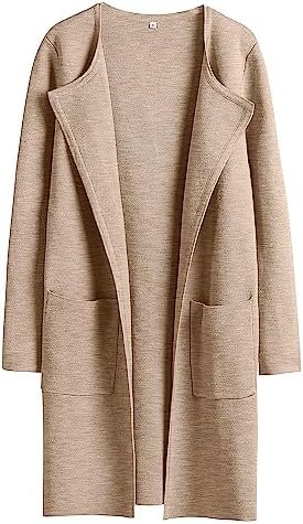 ANRABESS Women's Open Front Knit Lightweight Cardigan Casual Long Coatigan Sweater Lady Jacket Coat 2024 Fall Outerwear